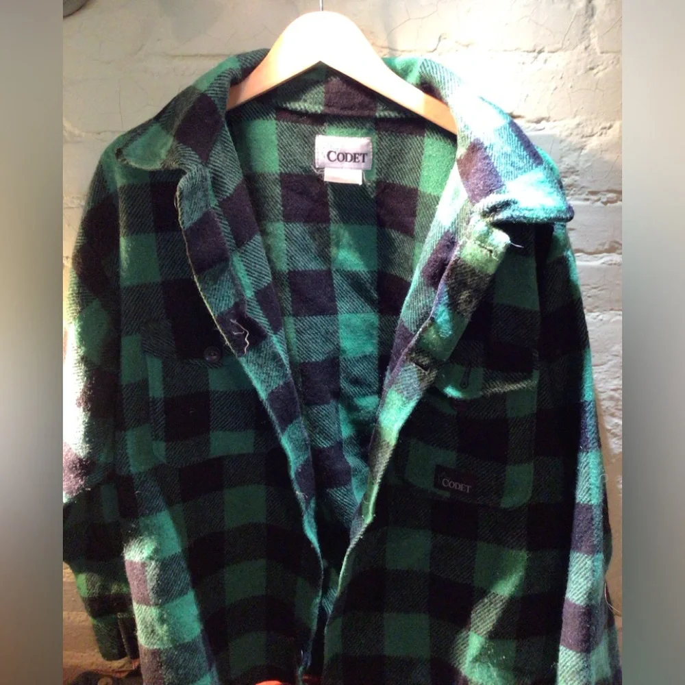 COOGI Black and Green CheckeredCanadian Wool Jacket
